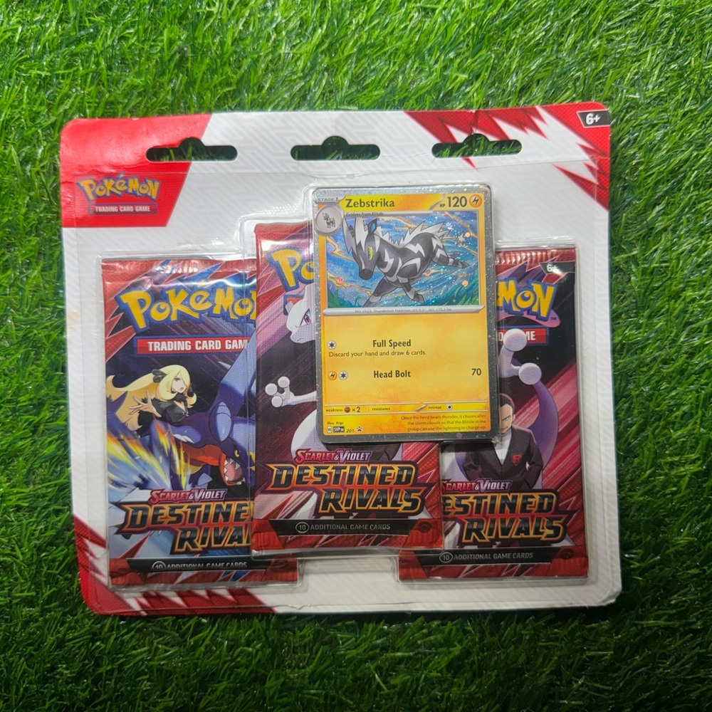 2025 Pokemon Scarlet & Violet ‘Zebstrika Destined Rivals 3 Pack Blister Pack’